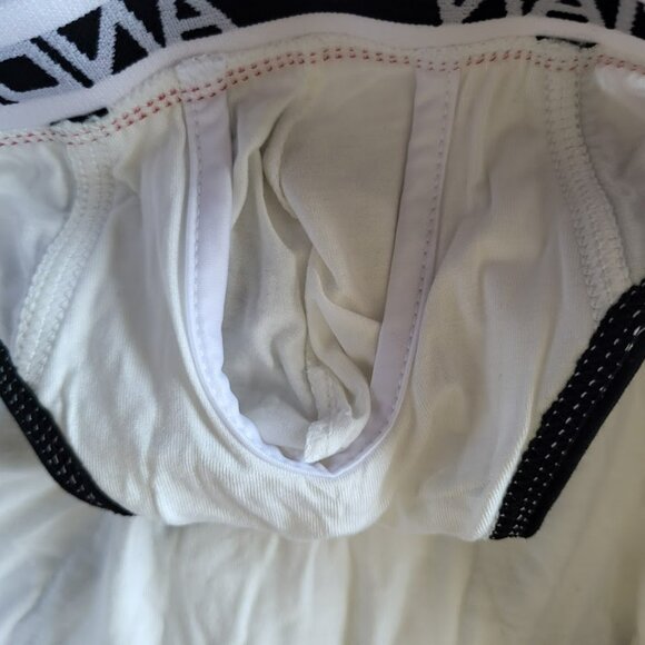 Andrew Christian Vintage Briefs White w Black & Red Trim Medium - Picture 6 of 7
